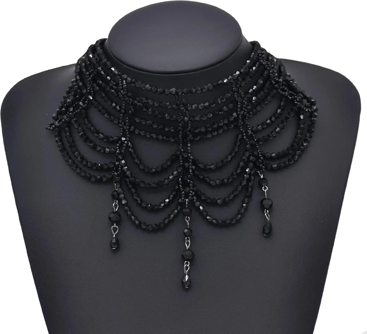 NSLS White/Black Gothic Baroque Style Women's Choker Necklace Statement Crystal Tassel Beads Alloy Classic Necklace Jewelry Party Gift for Women