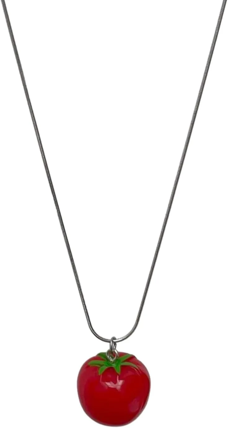 NUEAYMS Cute Tomato Pendant Necklace for Women Fashion Tomato Pendant Choker Chain Necklace DIY Jewelry Neck Chains