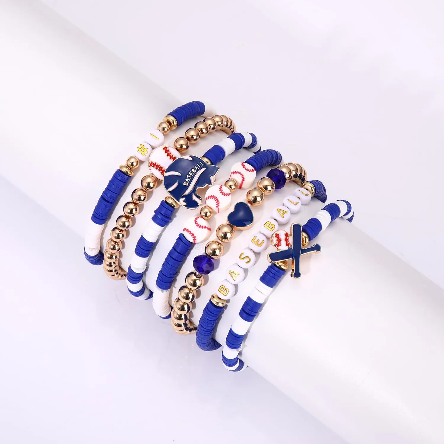 NVENF Baseball Bracelets for Women Stackable Orange Navy Game Day Heishi Bracelets Preppy Friendship Sports Bracelet Softball Baseball Jewelry Accessories Party Favors Gifts