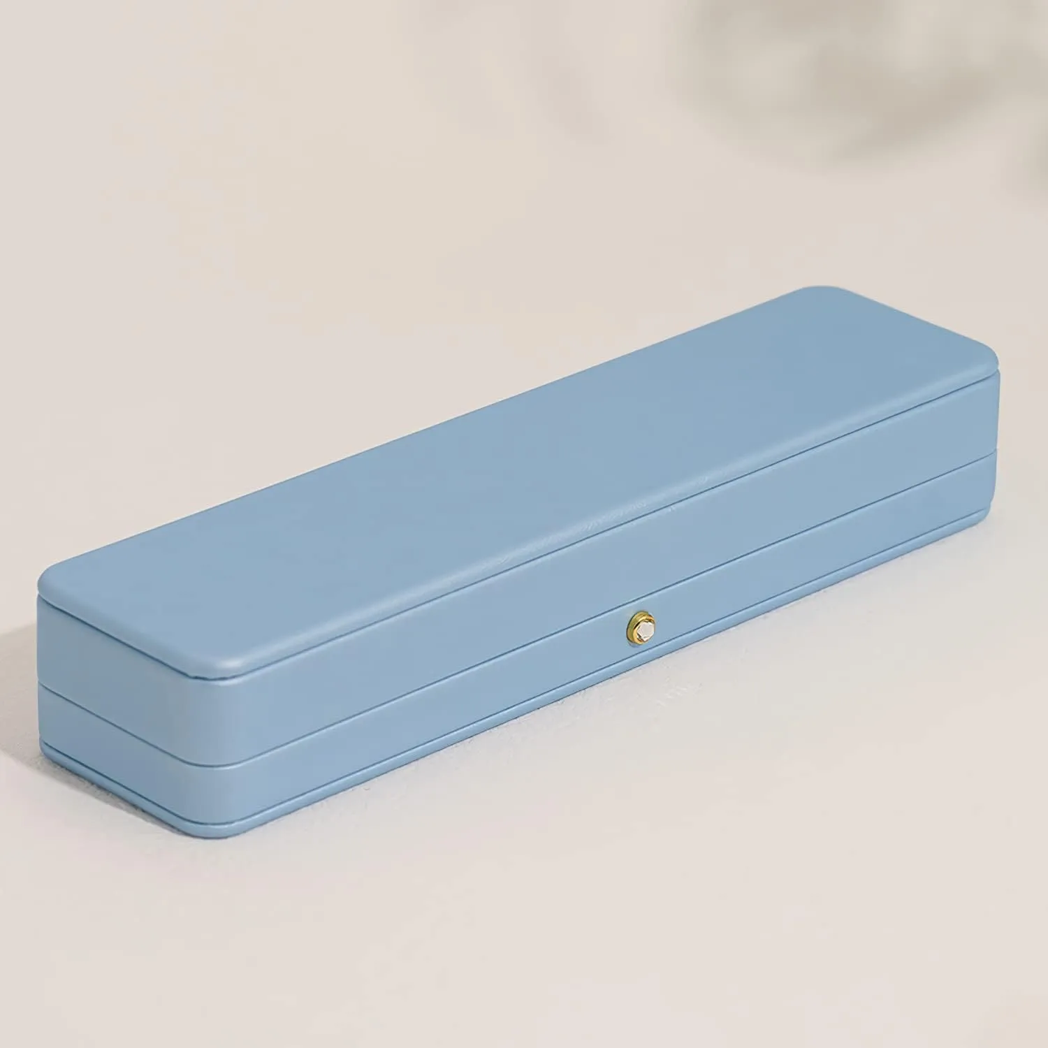 Oirlv Elegant Sky Blue Necklace Box Necklace Presentation Box White Velvet Interior Long Chain Bracelet Necklace Storage Case