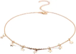 Olbye Star Choker Necklace Tiny Star Dangle Necklaces for Women Gold Chain Choker Jewelry (Gold dangle star)
