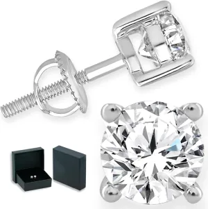ONLYDIAMONDS 18K White Gold Natural Diamond Stud Earrings, 0.20-0.66ctw, H Color SI Clarity, Screwback, Gift Box Included  Sparkling Solitaire Jewelry for Women & Men