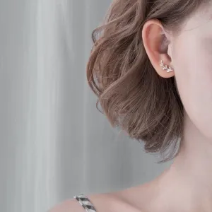 ONLYJUMP Leaf Stud Earrings Ear Climber Earrings for Women Small Olive Leaves Branch Cartilage Studs Silver Long Leaf Earrings Silver Shinning Chain Tassel Leaf Earrings