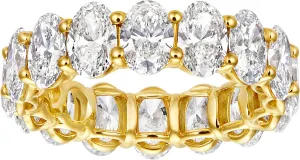 Oval Cut Lab Grown Diamond Eternity Ring for Women in 14k Yellow Gold  6.33 Carat Total Weight  D-F Color VVS-VS Clarity Bridal Anniversary Band or Statement Fine Jewelry Gift IGI Certified