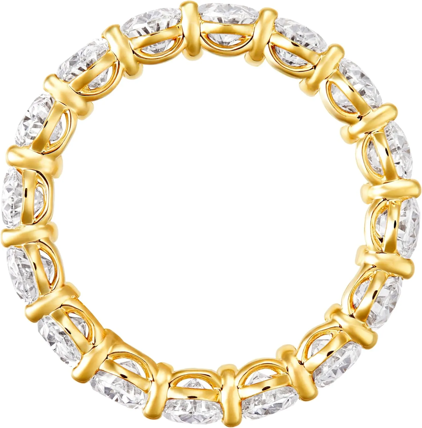 Oval Cut Lab Grown Diamond Eternity Ring for Women in 14k Yellow Gold  6.33 Carat Total Weight  D-F Color VVS-VS Clarity Bridal Anniversary Band or Statement Fine Jewelry Gift IGI Certified