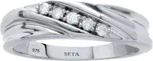 Palm Beach Jewelry Men's .1 TCW Platinum-Plated Sterling Silver Diamond Band