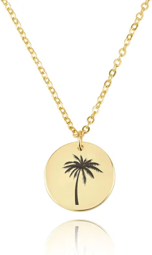 Palm Tree Necklace Tiny Pendant Nature Lover Jewely Dainty Charm Gift Ideas