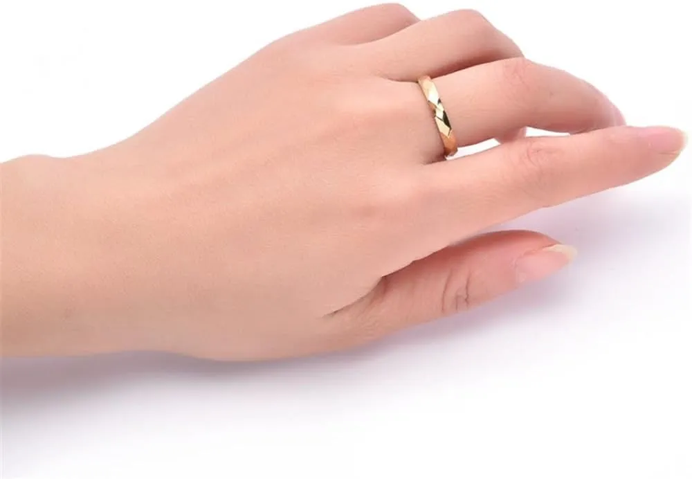 PAMTIER Women's Irregular Rhombus Ring Stainless Steel Vintage Band Rings Jewelry