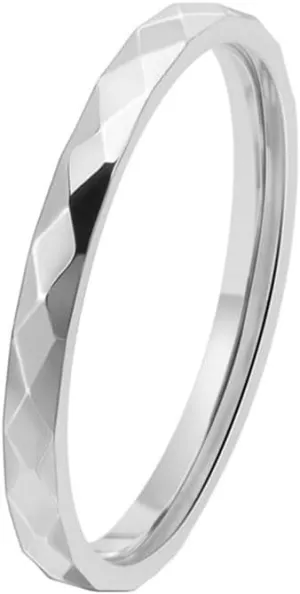 PAMTIER Women's Irregular Rhombus Ring Stainless Steel Vintage Band Rings Jewelry