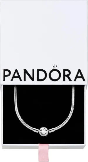 Pandora Classic Snake Chain Charm Necklace - Gift for Her - Sterling Silver with Embossed Ball Clasp Necklace - With Gift Box