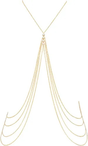 Party Body Chains Body Chain, Fashion Gold Color Color Multilayer Long Waist Chain Imitation Pearl Body Jewerly Sexy Beach Party Body Jewelry Body Jewelry