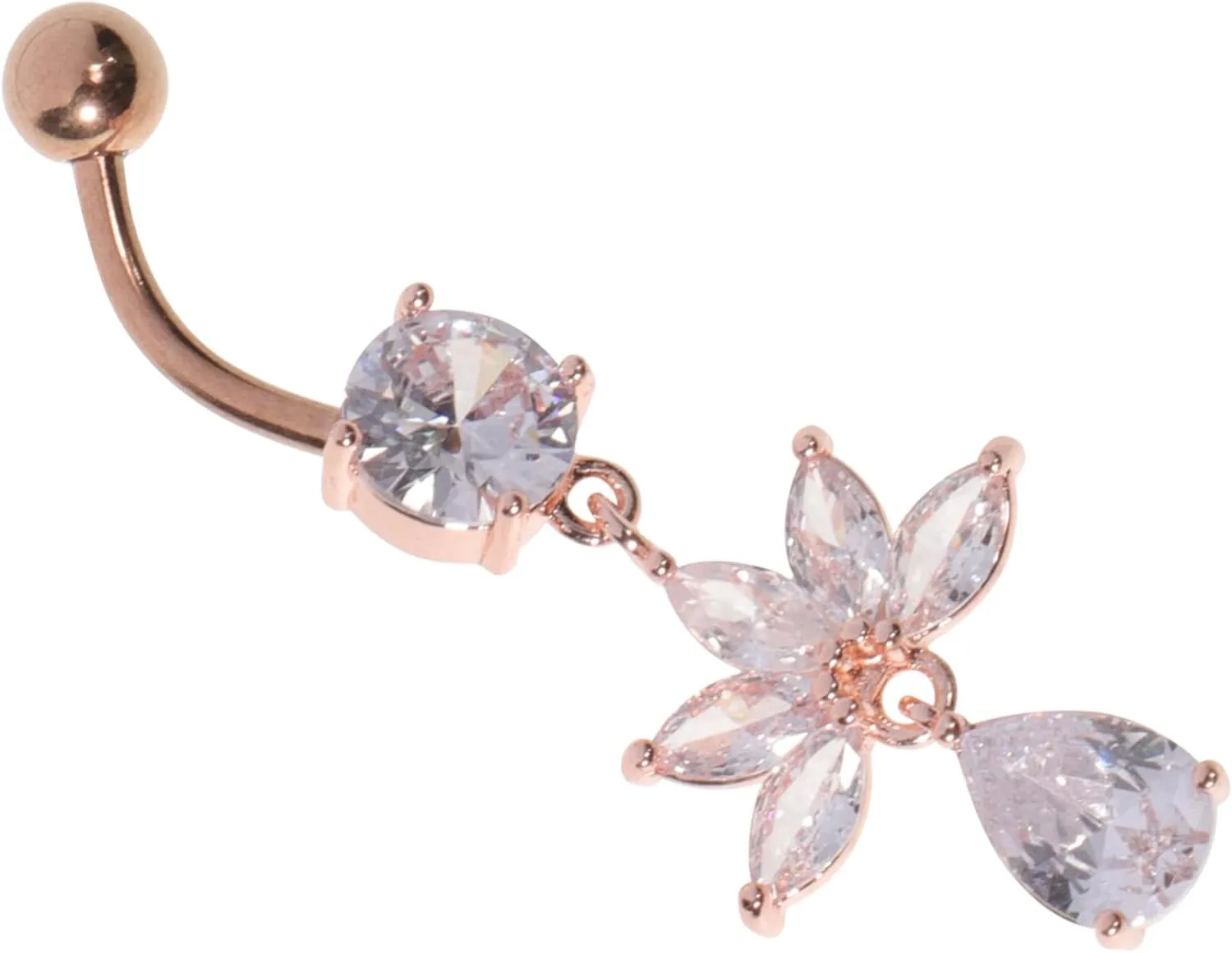 PartyKindom Water Drop Zircon Belly Button Ring Dainty Stainless Steel Navel Jewelry with Dangling Design for Women Versatile Piercing for All Occasions Finish Unique Charm
