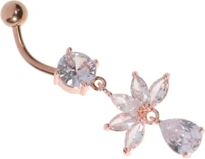 PartyKindom Water Drop Zircon Belly Button Ring Dainty Stainless Steel Navel Jewelry with Dangling Design for Women Versatile Piercing for All Occasions Finish Unique Charm