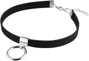 PAURO Women's Black Velvet Ribbon Choker Necklace for with Gold/Silver O Ring Charm Classic
