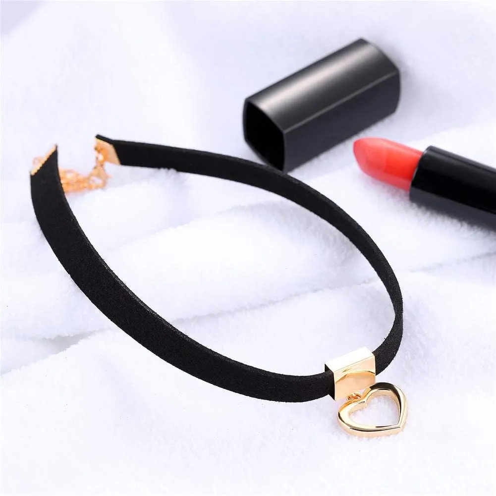 PAURO Women's Black Velvet Ribbon Choker Necklace for with Gold/Silver O Ring Charm Classic