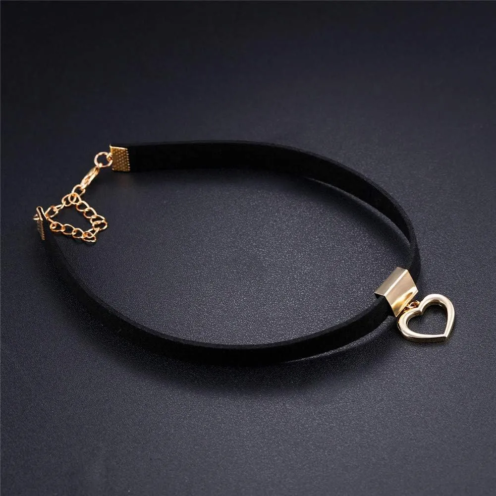 PAURO Women's Black Velvet Ribbon Choker Necklace for with Gold/Silver O Ring Charm Classic