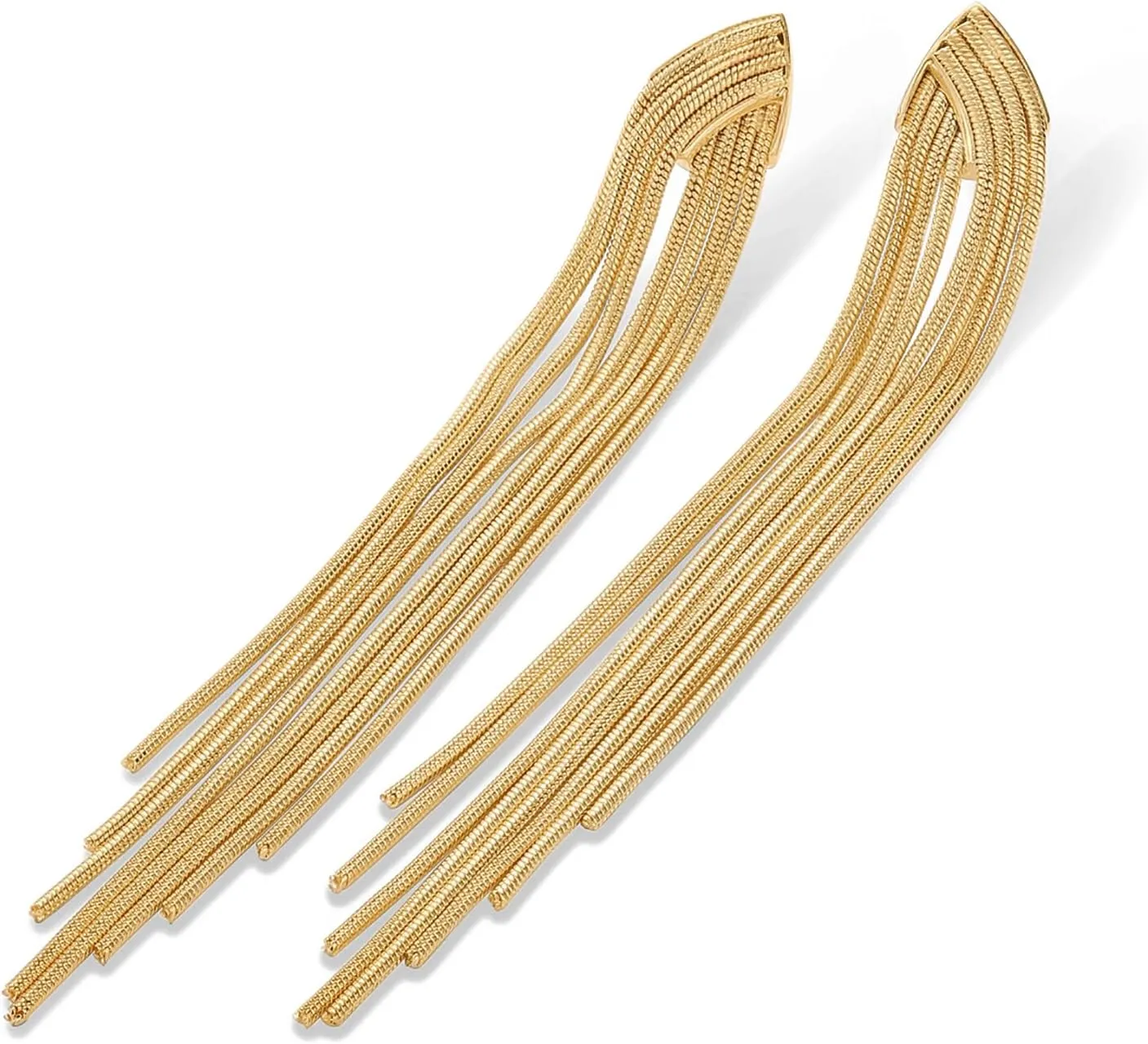 PAVOI 14K Gold Plated 925 Sterling Silves Posts Long Tassel Dangle Earrings for Women | Elegant Rhinestone Chain Chandelier Drop Earrings | Statement Jewelry