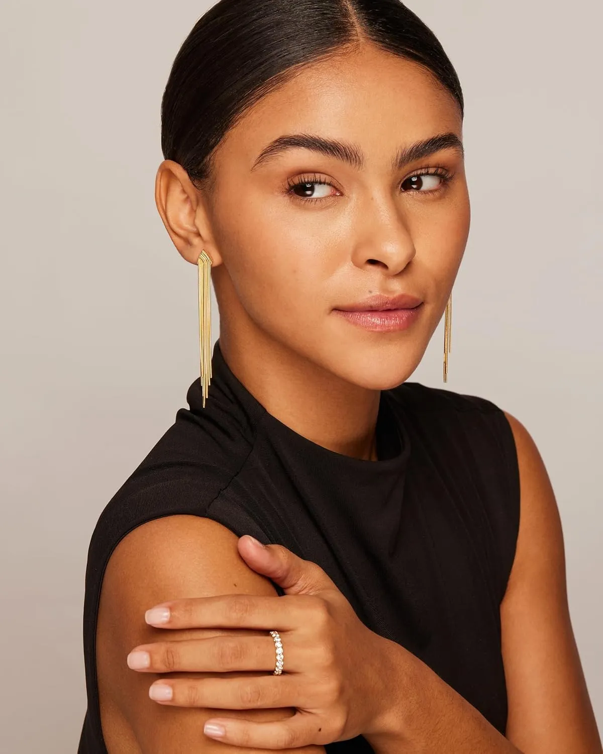 PAVOI 14K Gold Plated 925 Sterling Silves Posts Long Tassel Dangle Earrings for Women | Elegant Rhinestone Chain Chandelier Drop Earrings | Statement Jewelry