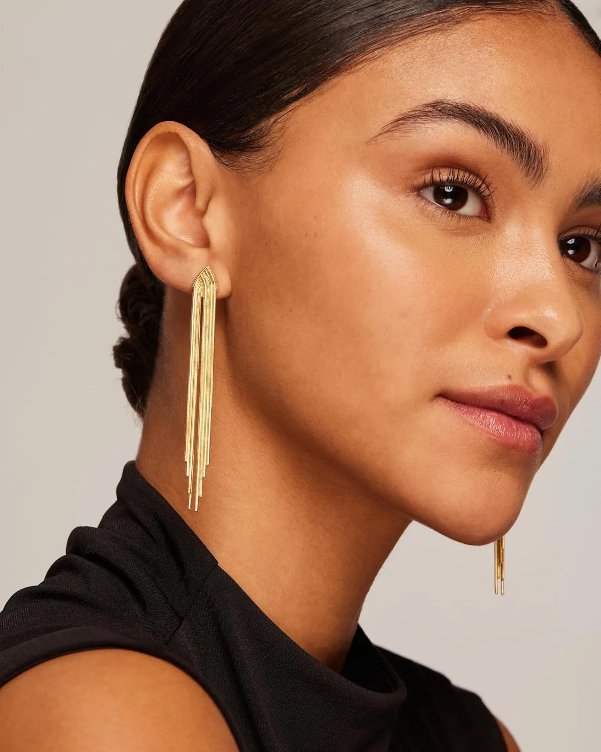 PAVOI 14K Gold Plated 925 Sterling Silves Posts Long Tassel Dangle Earrings for Women | Elegant Rhinestone Chain Chandelier Drop Earrings | Statement Jewelry