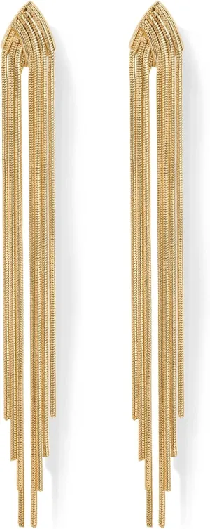 PAVOI 14K Gold Plated 925 Sterling Silves Posts Long Tassel Dangle Earrings for Women | Elegant Rhinestone Chain Chandelier Drop Earrings | Statement Jewelry