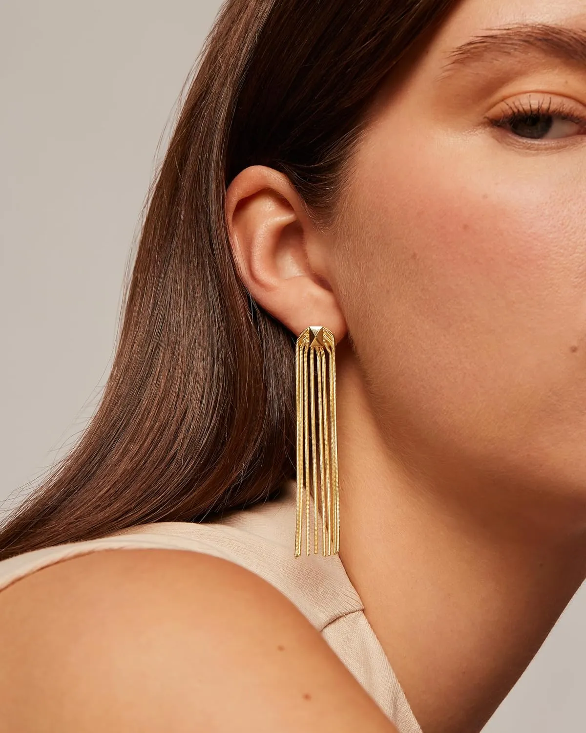 PAVOI 14K Gold Plated 925 Sterling Silves Posts Long Tassel Dangle Earrings for Women | Elegant Rhinestone Chain Chandelier Drop Earrings | Statement Jewelry