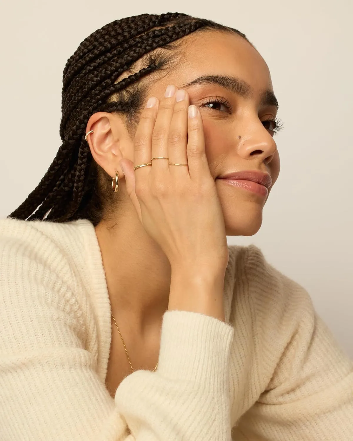 PAVOI 14K Gold Plated Four Pieces Thin Rings Set for Women | 4 Dainty Stacking Rings Pack | Minimalist Stackable Bands