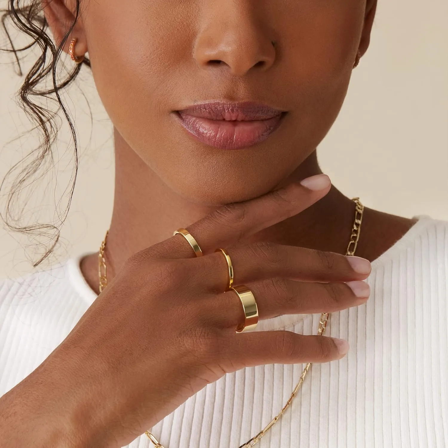 PAVOI 18K Gold Plated 3 Rings Set | Gold Stacking Rings for Women | Stacking Ring Set