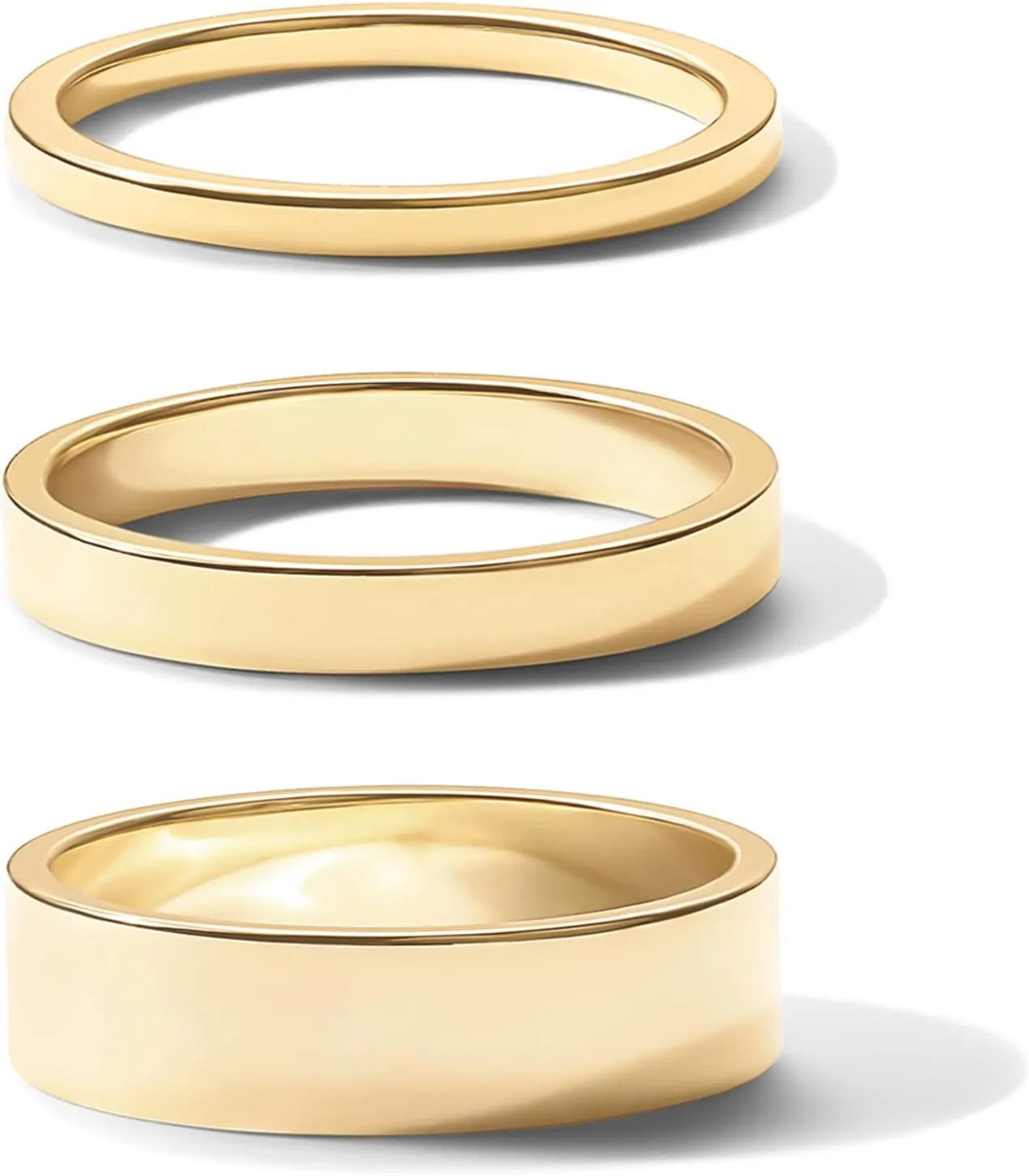PAVOI 18K Gold Plated 3 Rings Set | Gold Stacking Rings for Women | Stacking Ring Set