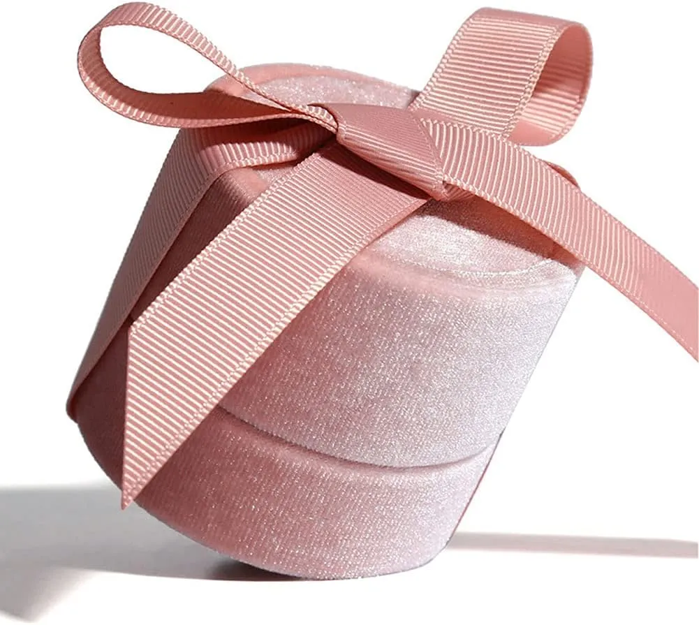 Pendant Case Pink Necklace Box Velvet Pendant Gift Box Premium Jewelry Storage Case with Elegant Silk Bow for engagement, wedding ceremony, birthday, anniversary, proposal,alentine's Day(pink)