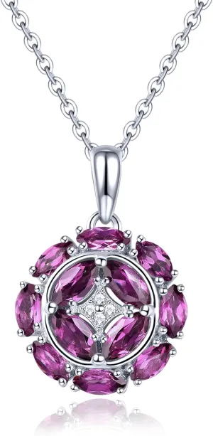 Pendant Necklaces for Women Setting Natural Gemstone Chrome Diopside Tanzanite Birthstone Pendants S925 Sterling Silver Cubic Zirconia Classic Style Fine Jewelry for Her