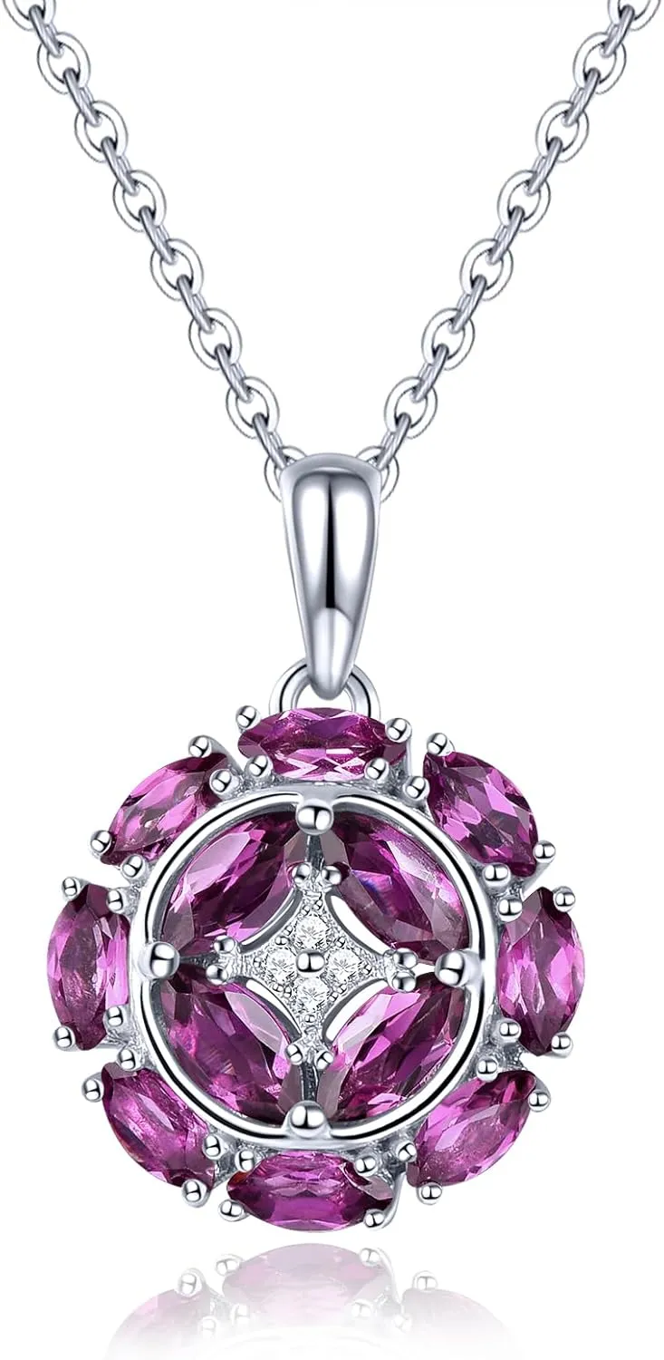 Pendant Necklaces for Women Setting Natural Gemstone Chrome Diopside Tanzanite Birthstone Pendants S925 Sterling Silver Cubic Zirconia Classic Style Fine Jewelry for Her