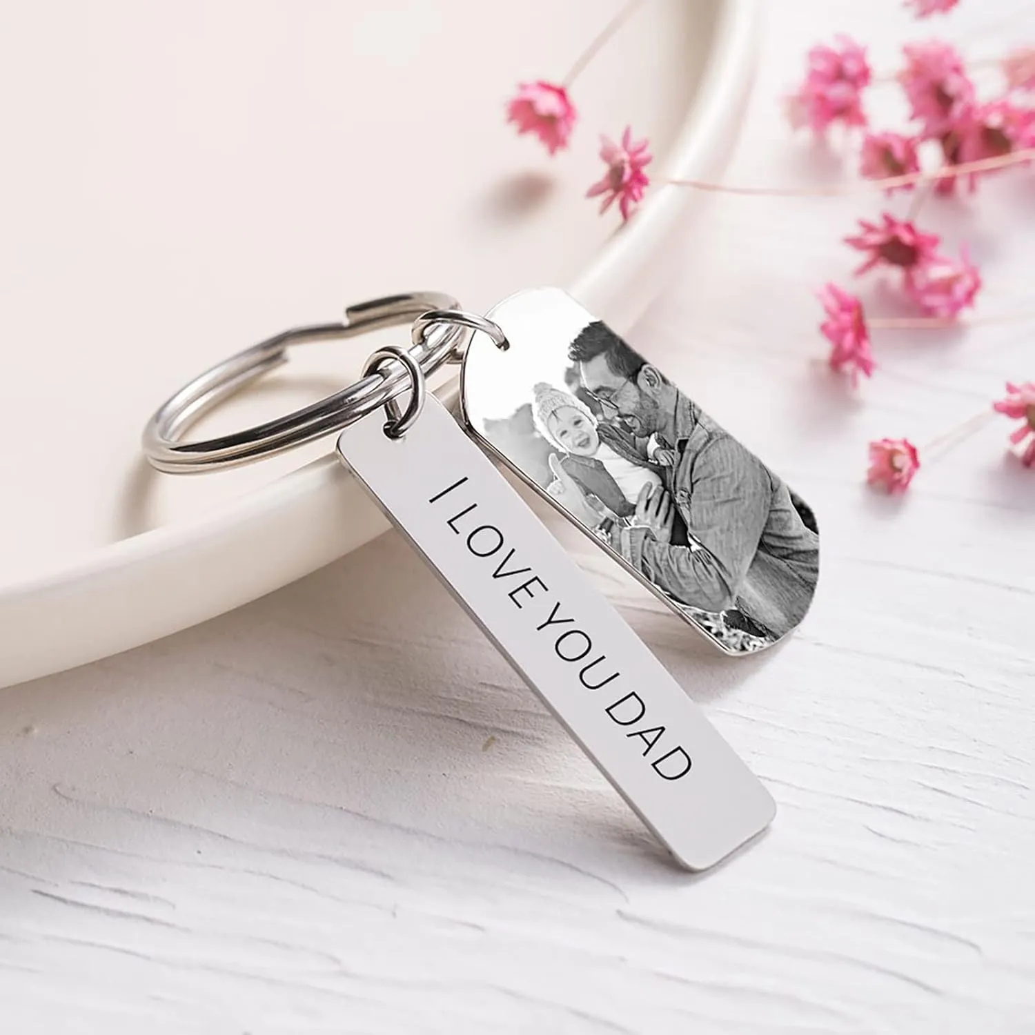 Personalized Custom Dad Calendar Keychain - Engraved Picture Name Key Chains Father~'s Day Gift for Dad Husband