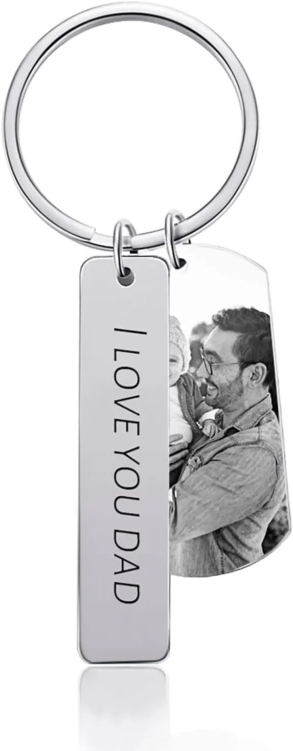 Personalized Custom Dad Calendar Keychain - Engraved Picture Name Key Chains Father~'s Day Gift for Dad Husband