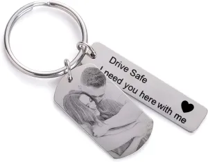 Personalized Custom Dad Calendar Keychain - Engraved Picture Name Key Chains Father~'s Day Gift for Dad Husband