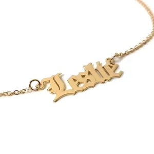 Personalized Old English Name Necklace Custom Name With Old English Font Letter Gift For Woman/Her Bridesmaids Necklace Bridal Necklace