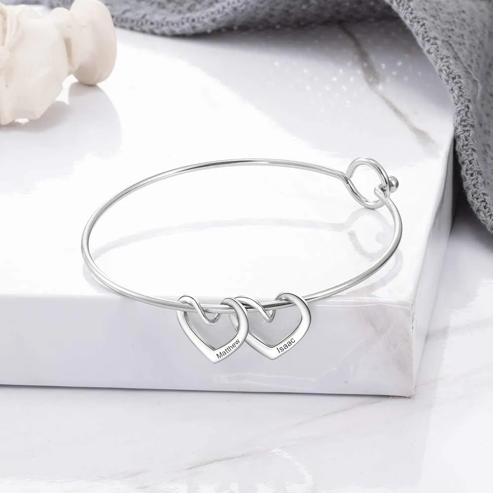 Personalized Womens Bangle Bracelets for Friends Birthday Gifts Customized 2-3 Name Cuff Bangle for Mothers BFF Bangle Bracelets for Daily Reminder Mother Gift for Mom