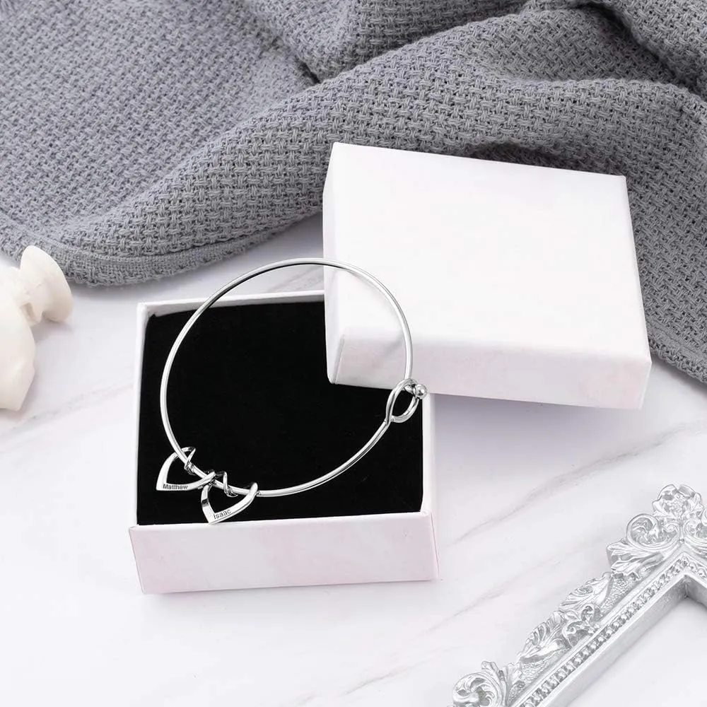 Personalized Womens Bangle Bracelets for Friends Birthday Gifts Customized 2-3 Name Cuff Bangle for Mothers BFF Bangle Bracelets for Daily Reminder Mother Gift for Mom