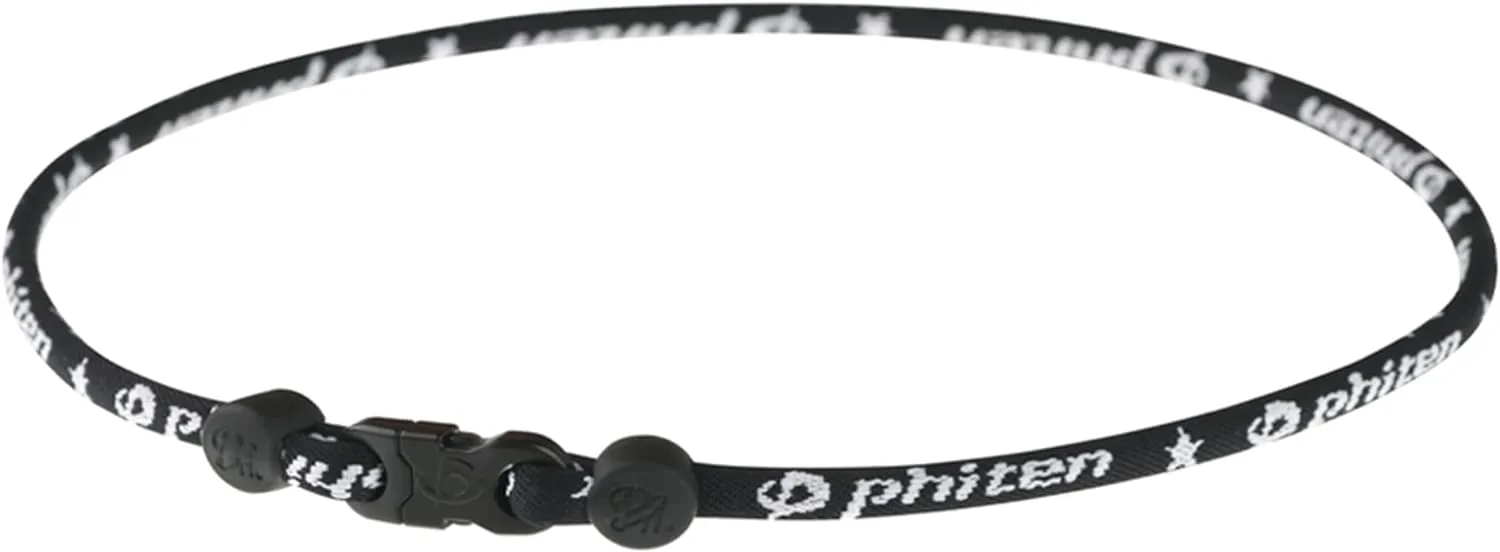 Phiten Titanium Star Necklace, Black, 18-Inches Small