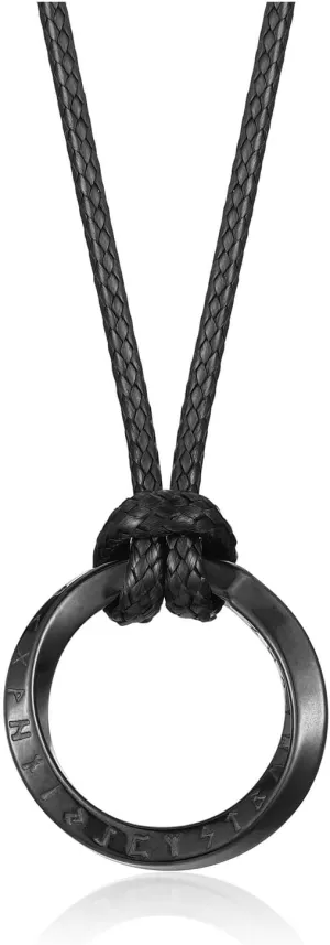 PiercingJ Norse Viking Necklace for Men Stainless Steel Adjustable Rope Chains Vintage Amulet Pendant Jewelry Gift