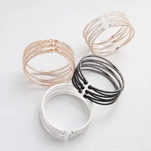 Pingyongchang Layered Bridal Crystal Rhinestone Cuff Bracelets for Women Adjustable Bling Upper Arm Sparkling Bangles for Girls Jewelry Accessory Gift for Wedding Formal Prom Cocktail Party