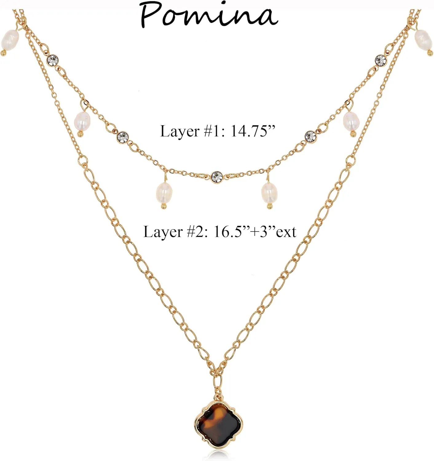 POMINA Gold Pearl Necklace for Women Freshwater Pearl Gold Necklaces for Women Pearl Layered Boho Necklace for Women Pearl Beaded Layering Necklace