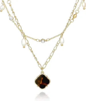 POMINA Gold Pearl Necklace for Women Freshwater Pearl Gold Necklaces for Women Pearl Layered Boho Necklace for Women Pearl Beaded Layering Necklace