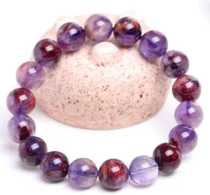 Prayer Beads,Beads Necklace,Bracelet, Natural Ghost Crystal Beaded Bracelet Semi Precious Stone Healing Crystal Round Beads Stretch Beaded Bracelet,Valentine's Day Birthday Gift(Size:8MM) (