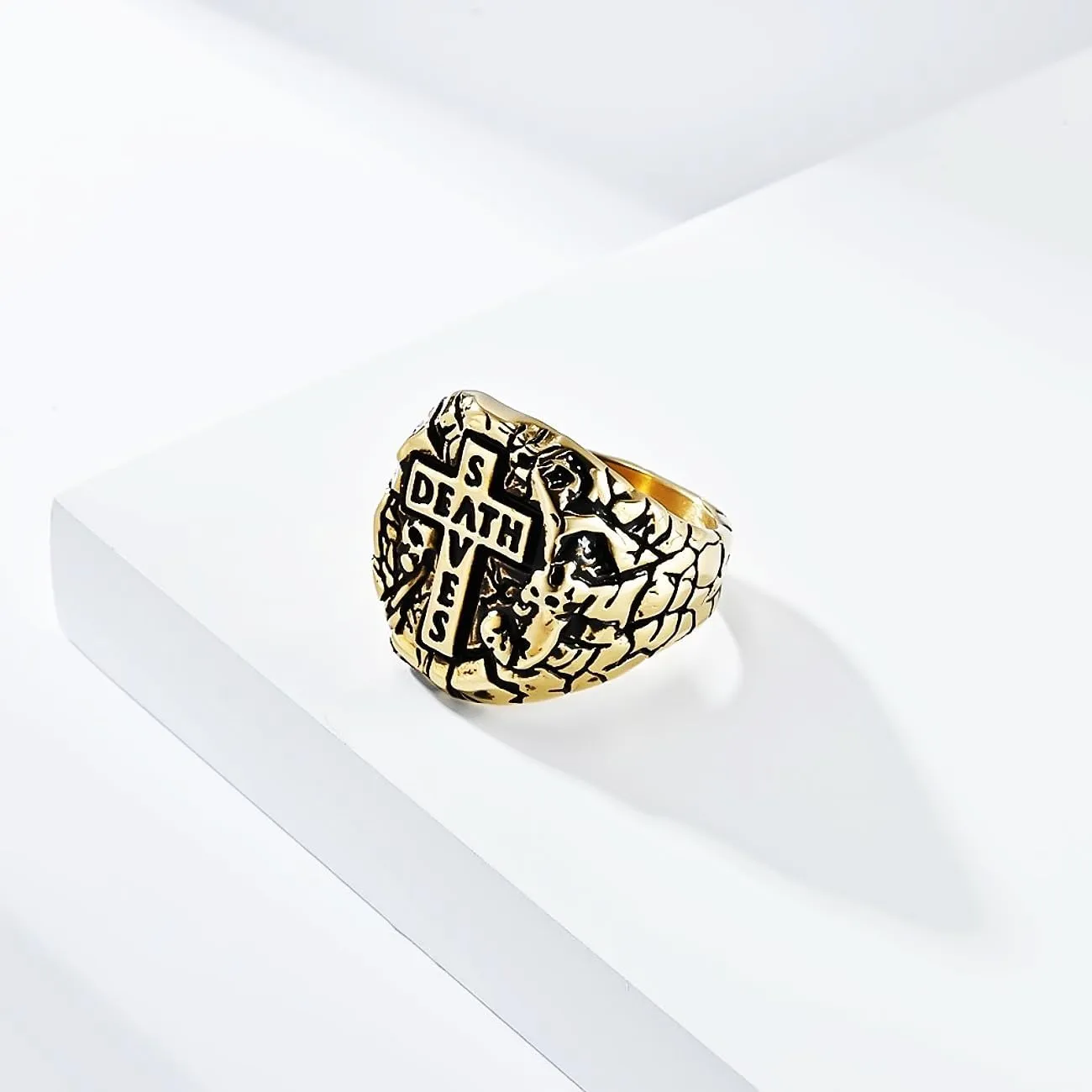 Prayer Cross Flower Carving rings for men 316 Stainless Steel Men's Ring Blessing Rings for men Iced Out Jewelry Punk Ring Cocktail Party Ring Vintage mens fashion rings