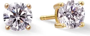 Princess Collection - "Everyday I'm Sparkling" - 5.5 mm (2.3 Carat/Pair) Cubic Zirconia 22K Gold-Plated Stud Earrings For Sensitive Ears