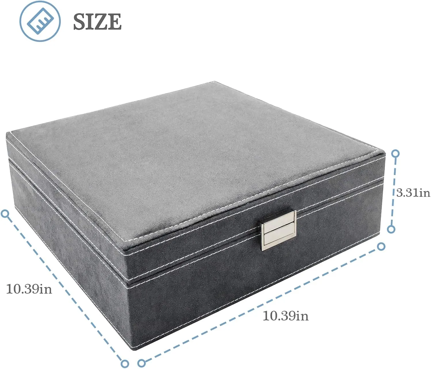 ProCase Velvet Jewelry Box Organizer for Women, 2 Layer Jewelry Display Storage Holder Case for Necklace Earrings Bracelets Rings -Grey