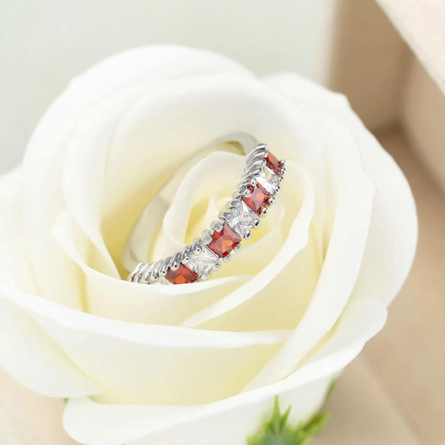 Promise Rings for Couples, Rings Teen Girls Aesthetic Purple Cubic Zirconia White Gold Plated Anniversary Ring for Women