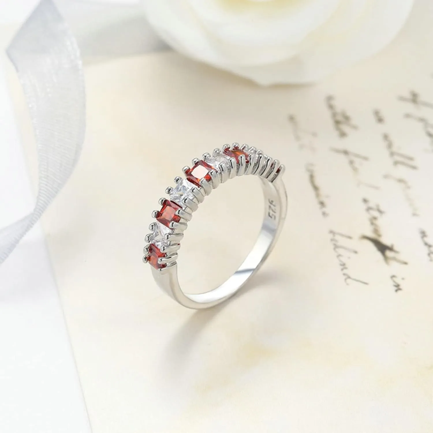 Promise Rings for Couples, Rings Teen Girls Aesthetic Purple Cubic Zirconia White Gold Plated Anniversary Ring for Women