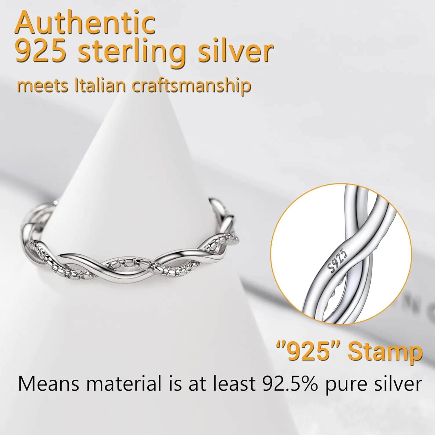 PROSILVER 925 Sterling Silver Rings for Women, 2mm/3mm Wedding Band, Dainty Triple Rings, Cuban Link, Celtic Knot, Comfort Fit, #4-#12, Boxed