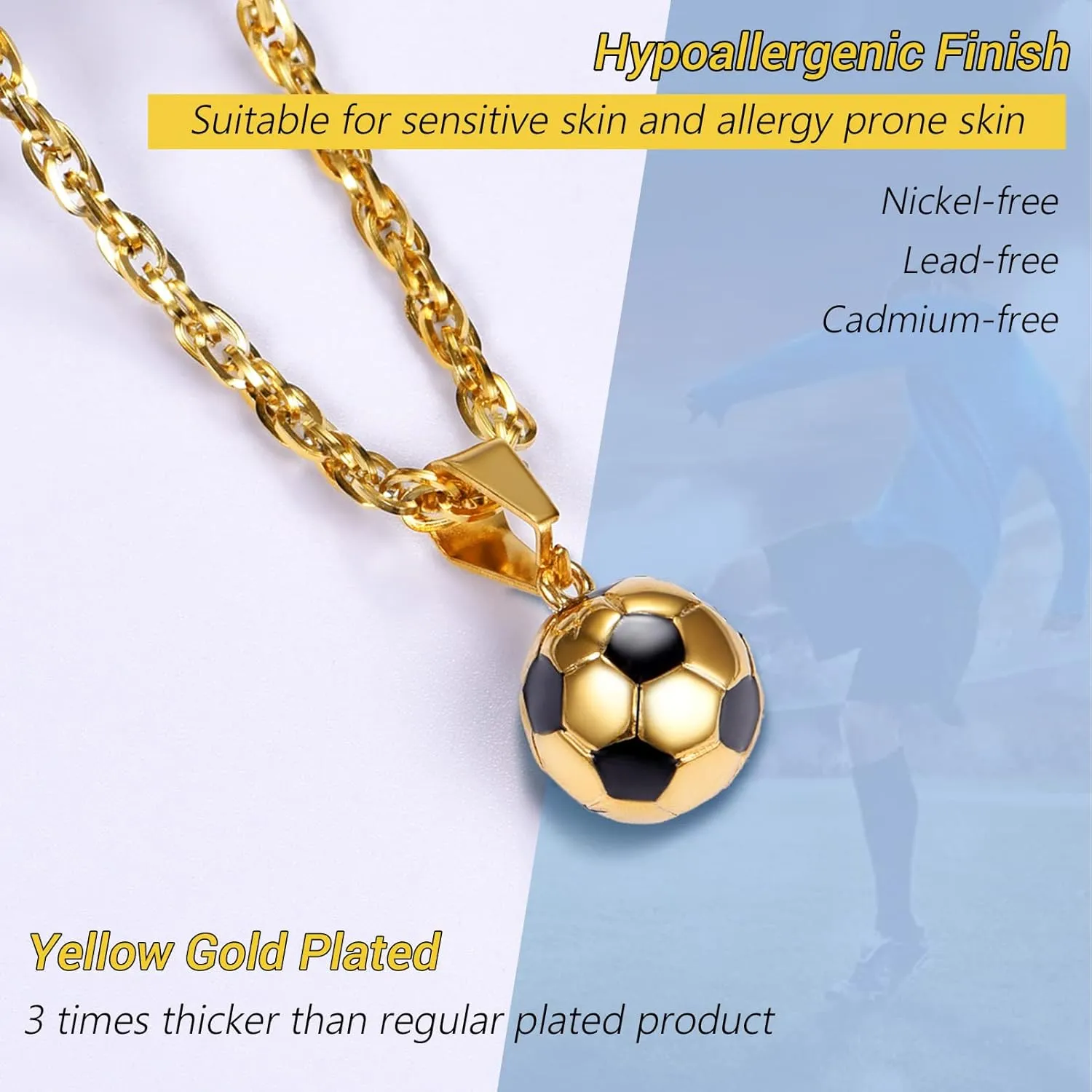 PROSTEEL 316L Stainless Steel 3D Football/Basketball/Volleyball/Baseball/Rugby Ball Cool Necklaces for Men, Sports Players Favors Jewelry, 22inch, Come with Box
